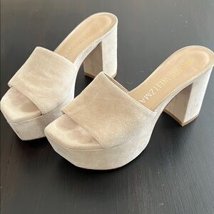 Stuart Weitzman Beige suede Platform Sandals